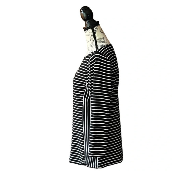 WHBM striped black tunic blouse preppy nautical casual capsule modest mature M - Picture 4 of 10